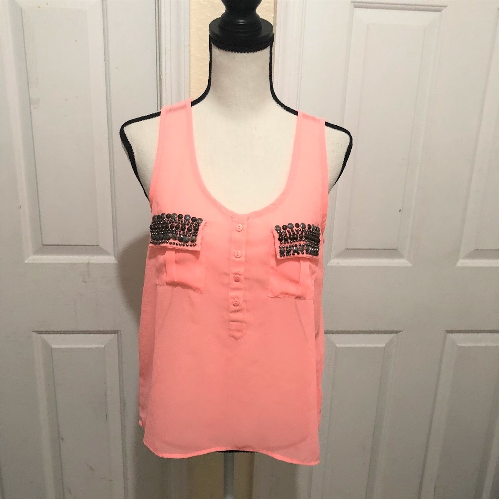 Live4Truth Short Sleeve Orange Sheer Blouse